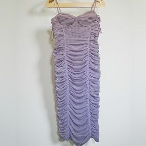 NWT BCBGMaxAzria Purple Strapless Ruched Dress